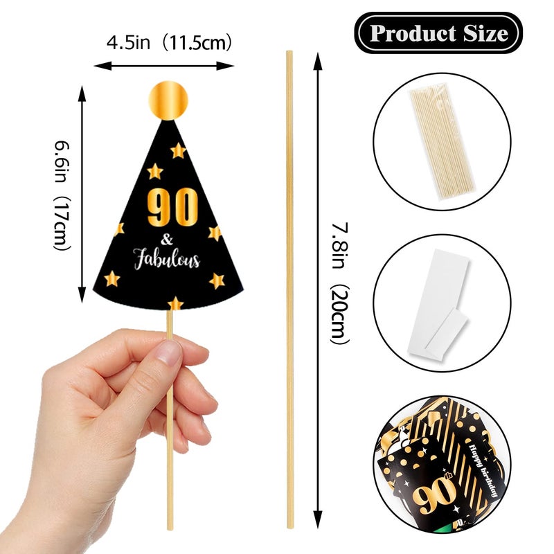 LINGTEER Happy 90th Birthday Party Photo Booth Props,Cheers to 90th Birthday Ninety Years Old Bday Party Centerpieces Props Decorations Sign. - Image 2